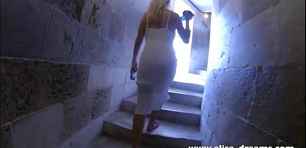  Flashing nude under my transparent dress in Pisa